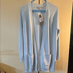Cyrus Light Blue Open Front Cardigan Sweater